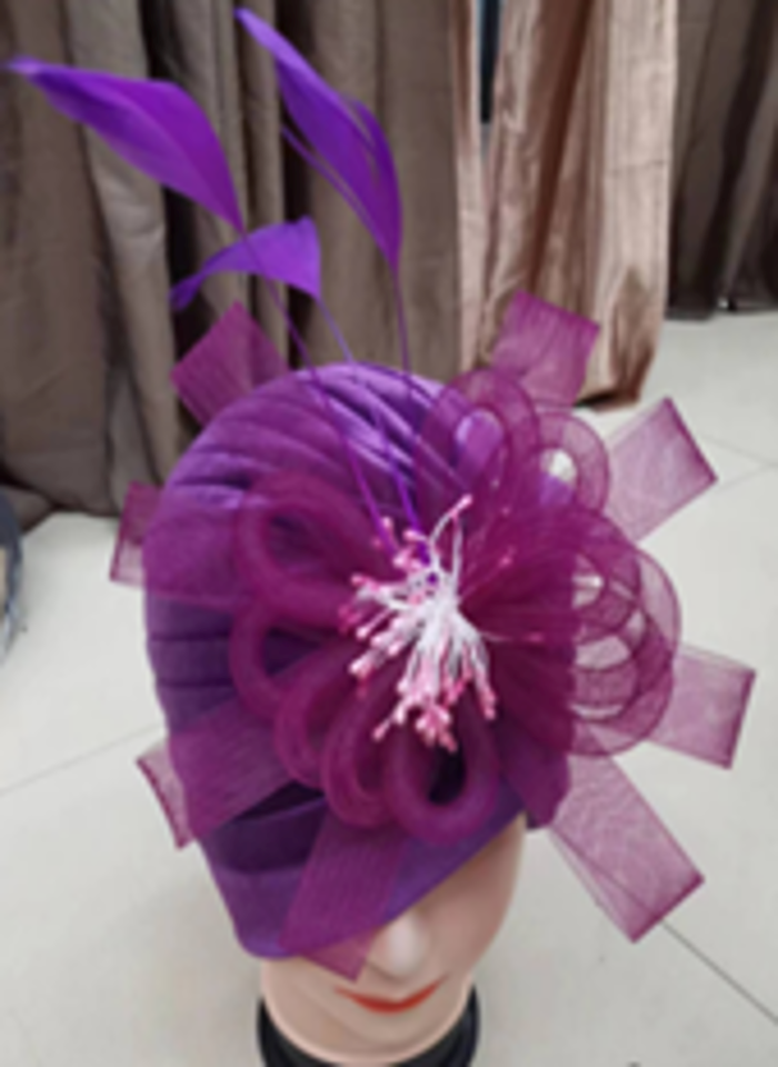 Velvet Turban with Fascinator-IV60069