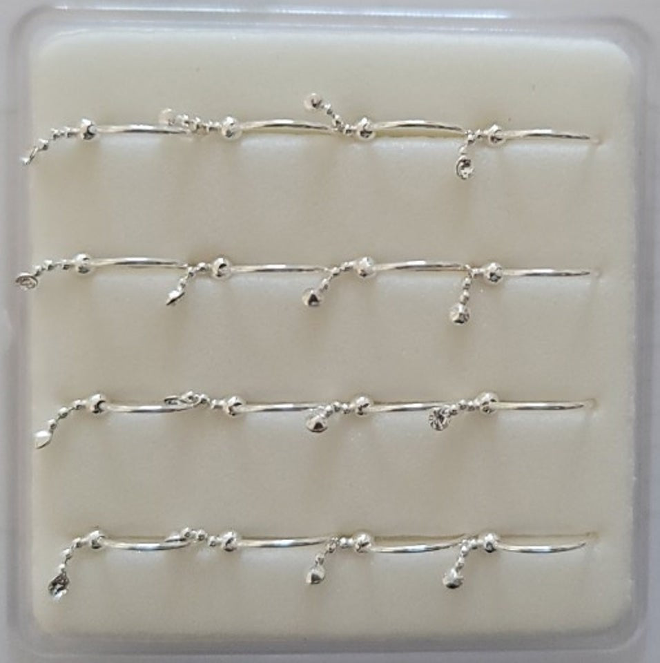 925 sterling silver nose studs Hoop Shape with Rhinestone-NP18008-5
