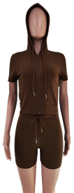 Hoody 2pcs shorts outfits-KC2PCS01