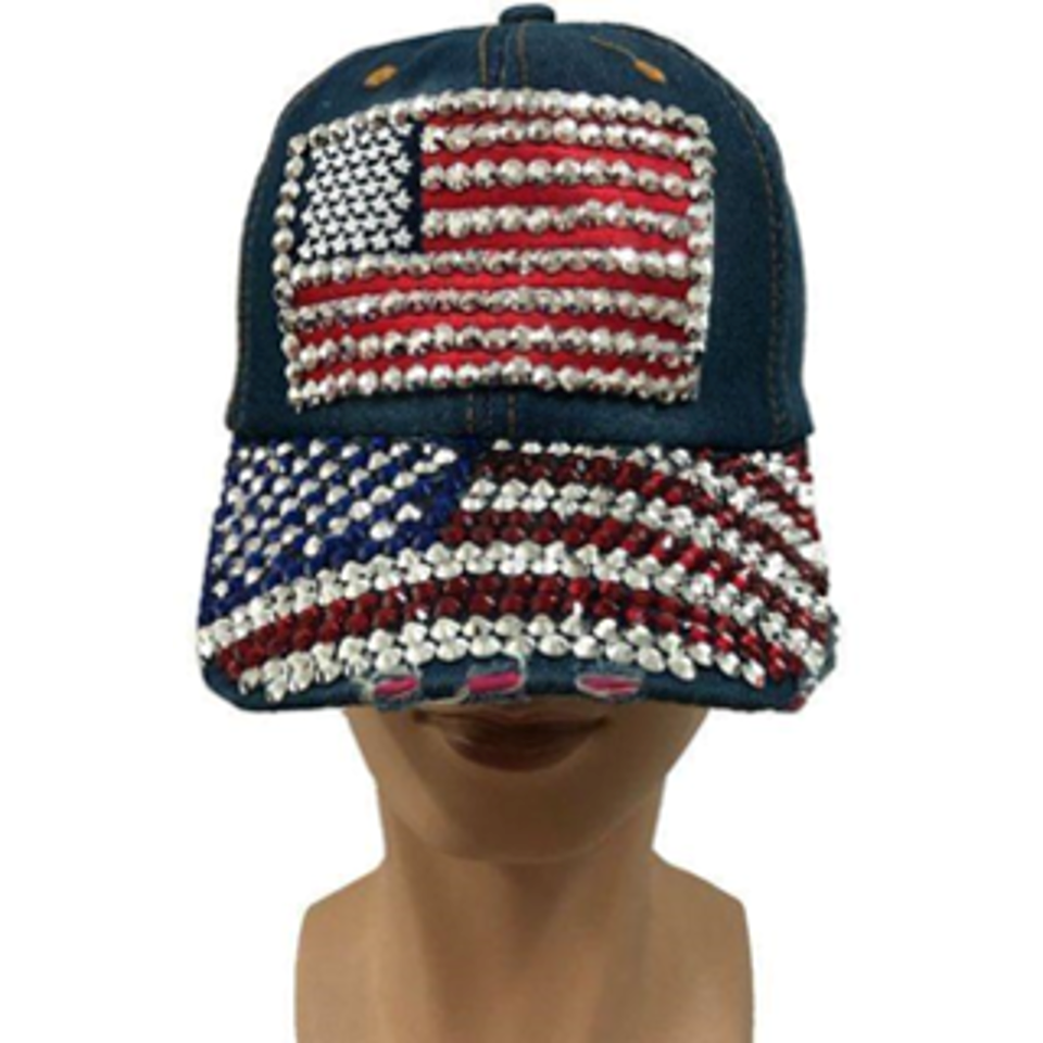 Fashion Cap with Hotfix USA Flag- CA039