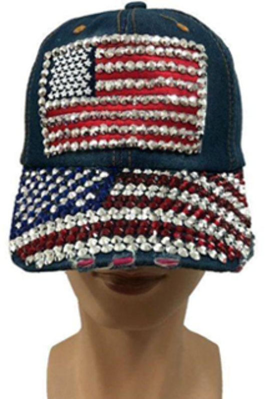 Fashion Cap with Hotfix USA Flag- CA039