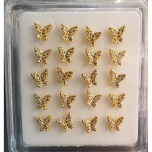 Copper Nose Pin L-Shape with Rhinestone (Butterfly) - GM80071G