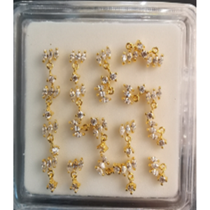 Copper Nose Pin L-Shape with Rhinestone (Crown) - GM80073G