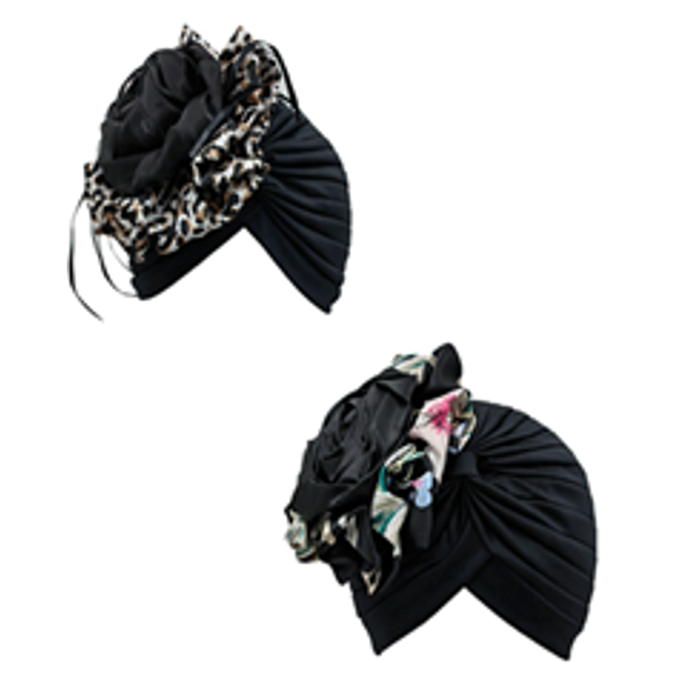 Plain Turban with Fabric Flower-IV60036