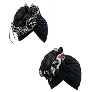 Plain Turban with Fabric Flower-IV60036