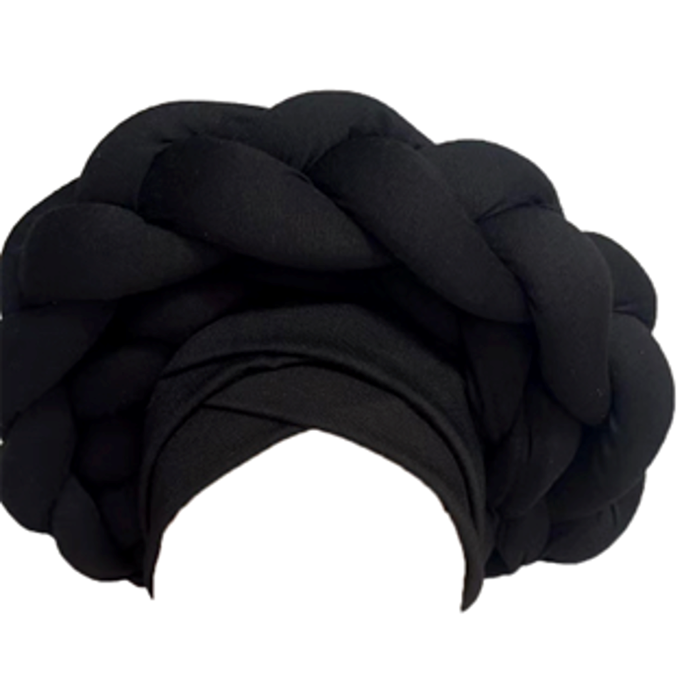 Double Braid Pre-tied Turban-IV60067BLA