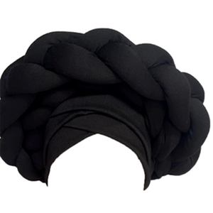 Double Braid Pre-tied Turban-IV60067BLA