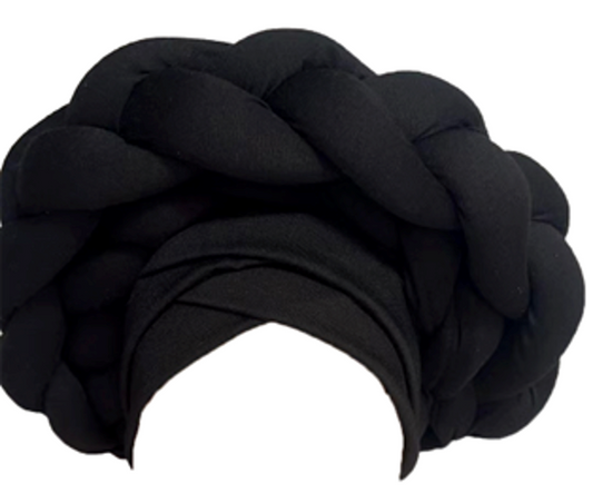 Double Braid Pre-tied Turban-IV60067BLA