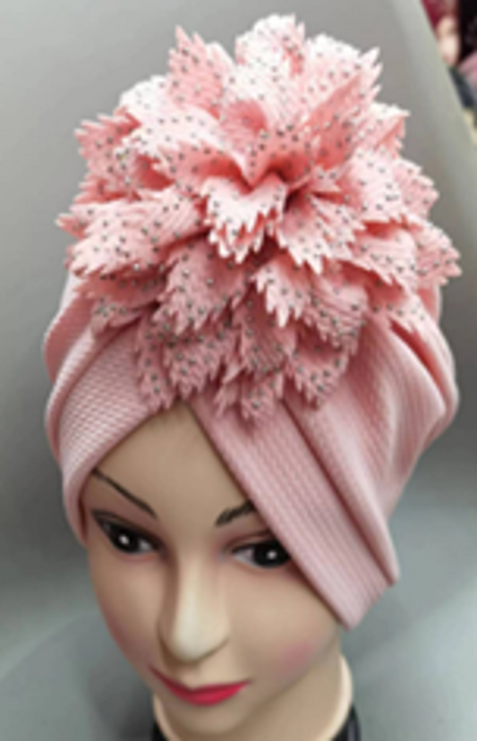 Fashion Turban with Flower(Hotfix)-IV60068