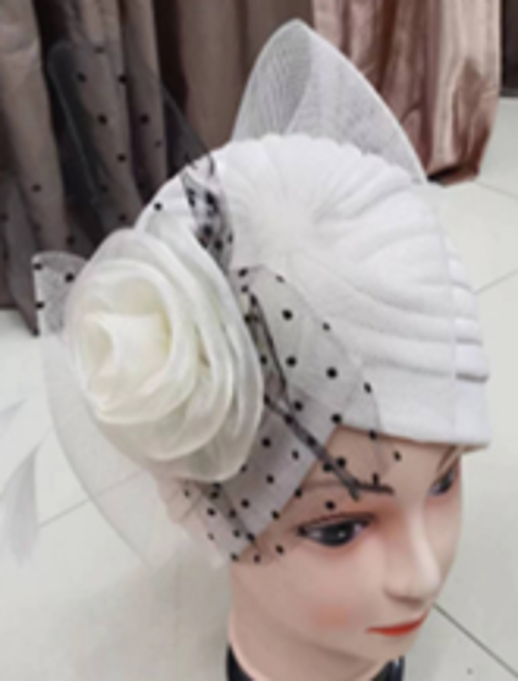 Velvet Turban with  Fascinator-IV60069