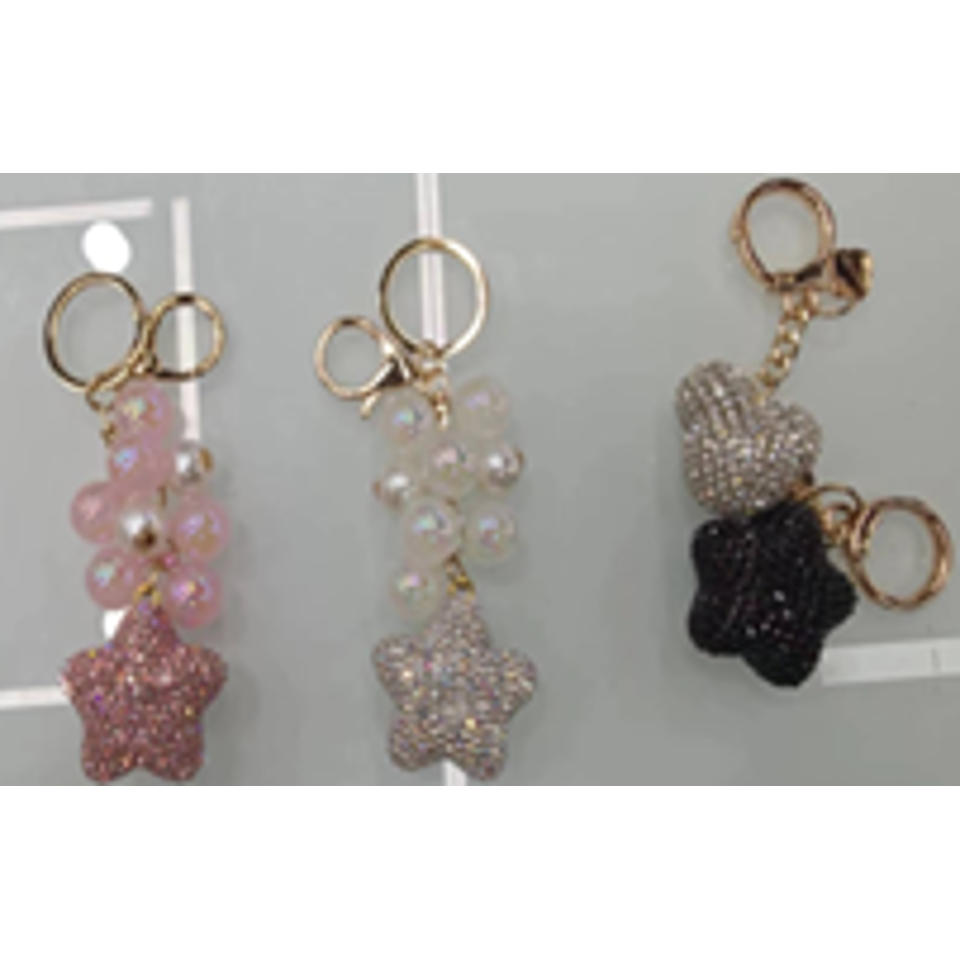 Handmade Heart Pattern(Rhinestone) Keychain-IVKC2304AST
