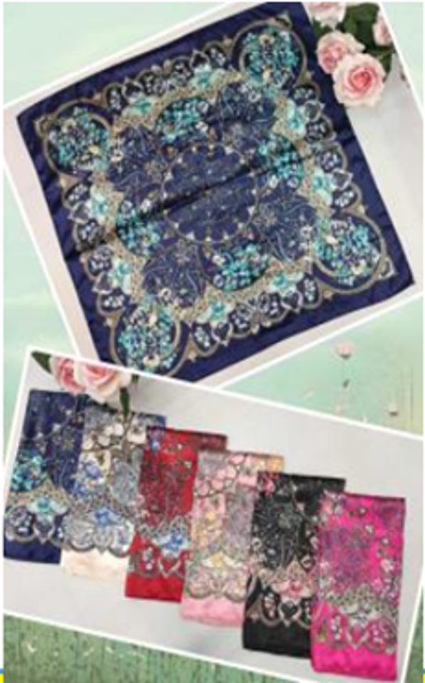 Pattern Satin Scarf (90cmx90cm)-IVSC010