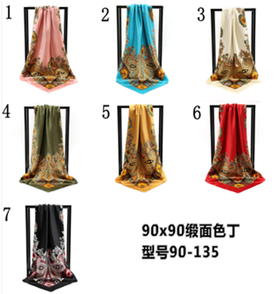 Pattern Satin Scarf (90cmx90cm)-IVSC010