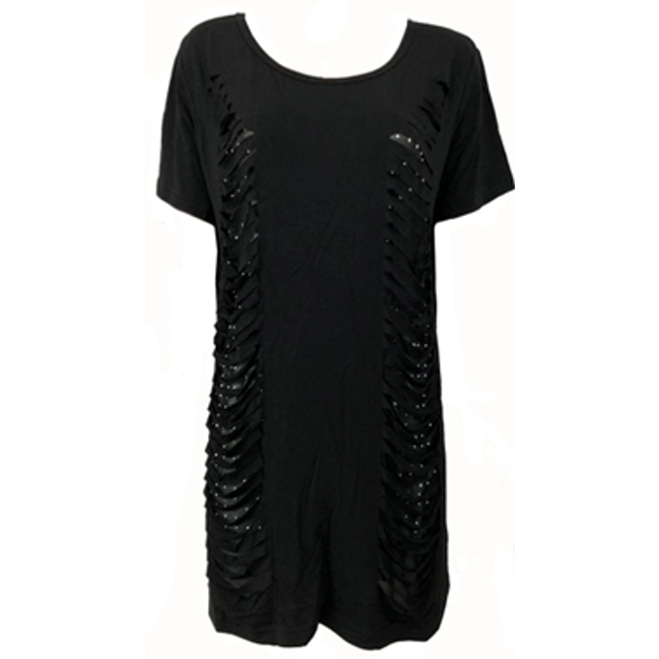 Stretchable Ripped Shirts with Rhinestone-IVTE01BLA