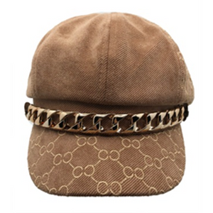 Fashion Newsboy Golden Chain Decor Cap - IVW003-1