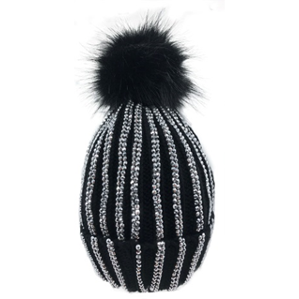 Handmade Knitted Hat with Rhinestone-IVW005-1