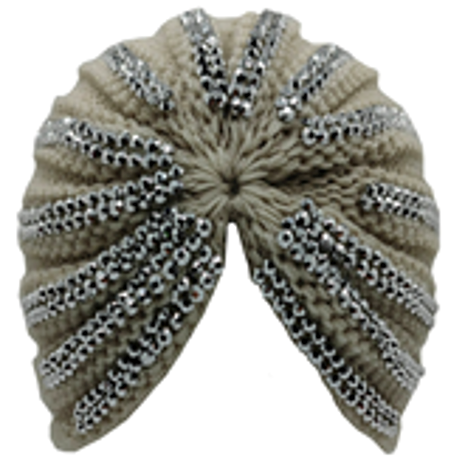 Hand Made Knitted Turban with Rhinestone-IVW007-1