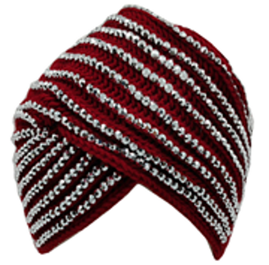 Hand Made Knitted Turban with Rhinestone-IVW007-2