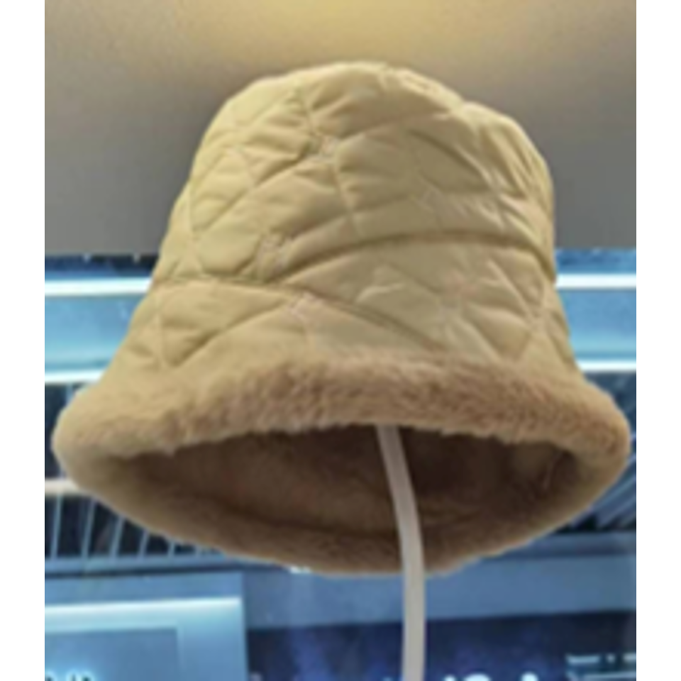 Fashion Winter Bucket Hat with Quilted Fabric-IVW2304-3