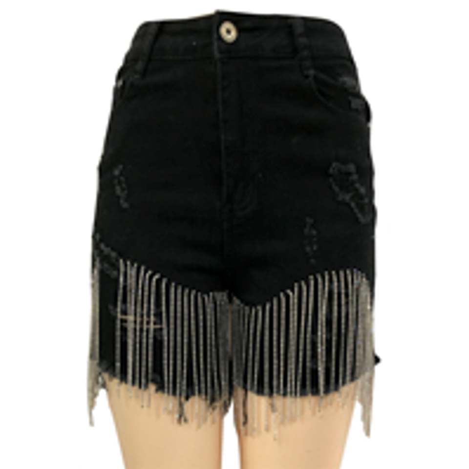 Womens Comfortable Shorts Jean with Rhinestone Strings-JNS810