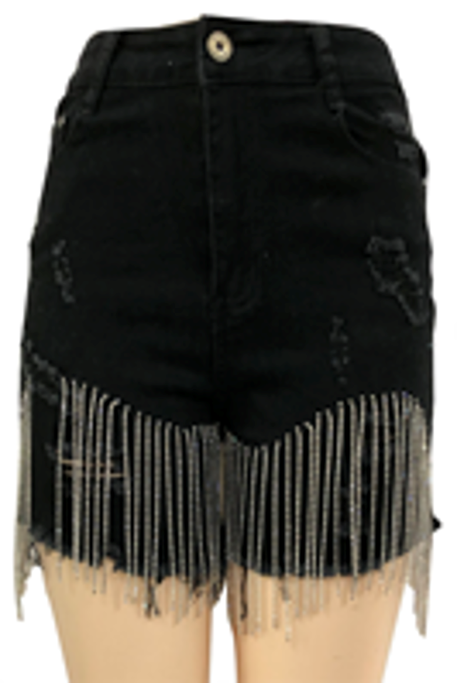 Womens Comfortable Shorts Jean with Rhinestone Strings-JNS810