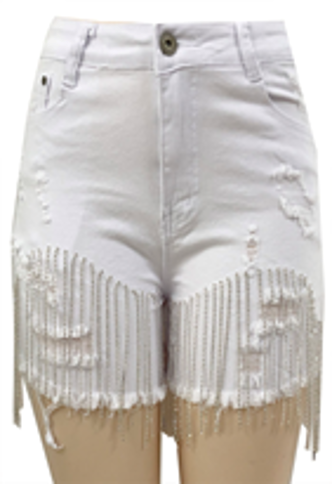 Womens Comfortable Shorts Jean with Rhinestone Strings-JNS810