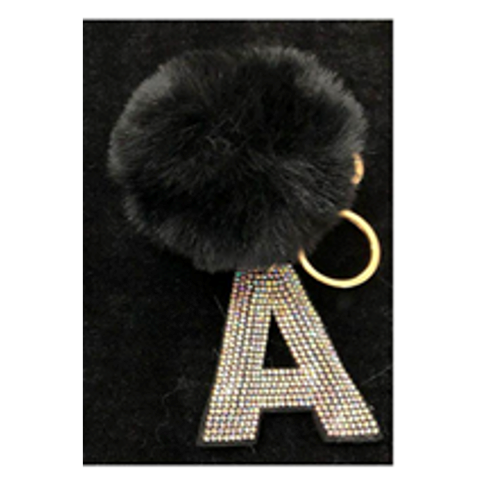 Pom Pom Key Chain with Hotfix letter - KC324AB