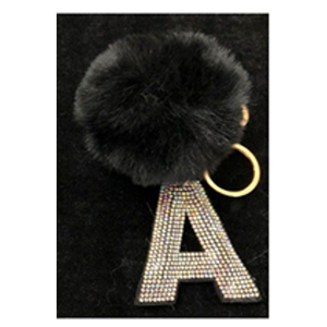Pom Pom Key Chain with Hotfix letter - KC324AB