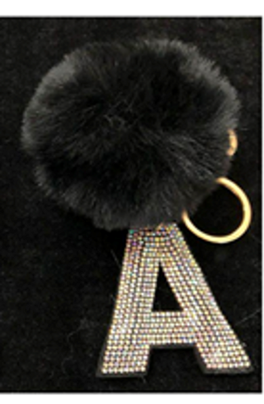 Pom Pom Key Chain with Hotfix letter - KC324AB