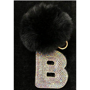 Pom Pom Key Chain with Hotfix letter - KC324AB