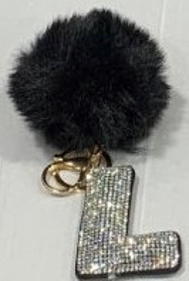 Pom Pom Key Chain with Hotfix letter - KC324AB