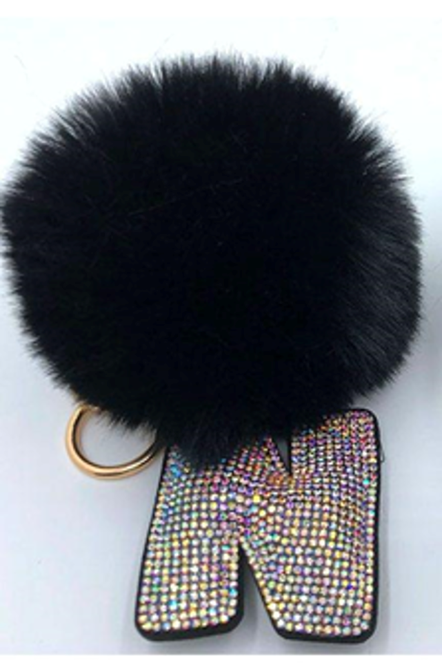 Pom Pom Key Chain with Hotfix letter - KC324AB