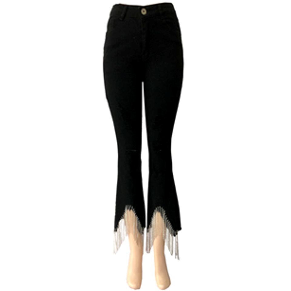 Premium Distressed Skinny Fit Jeans with Rhinestones String-KCJN02