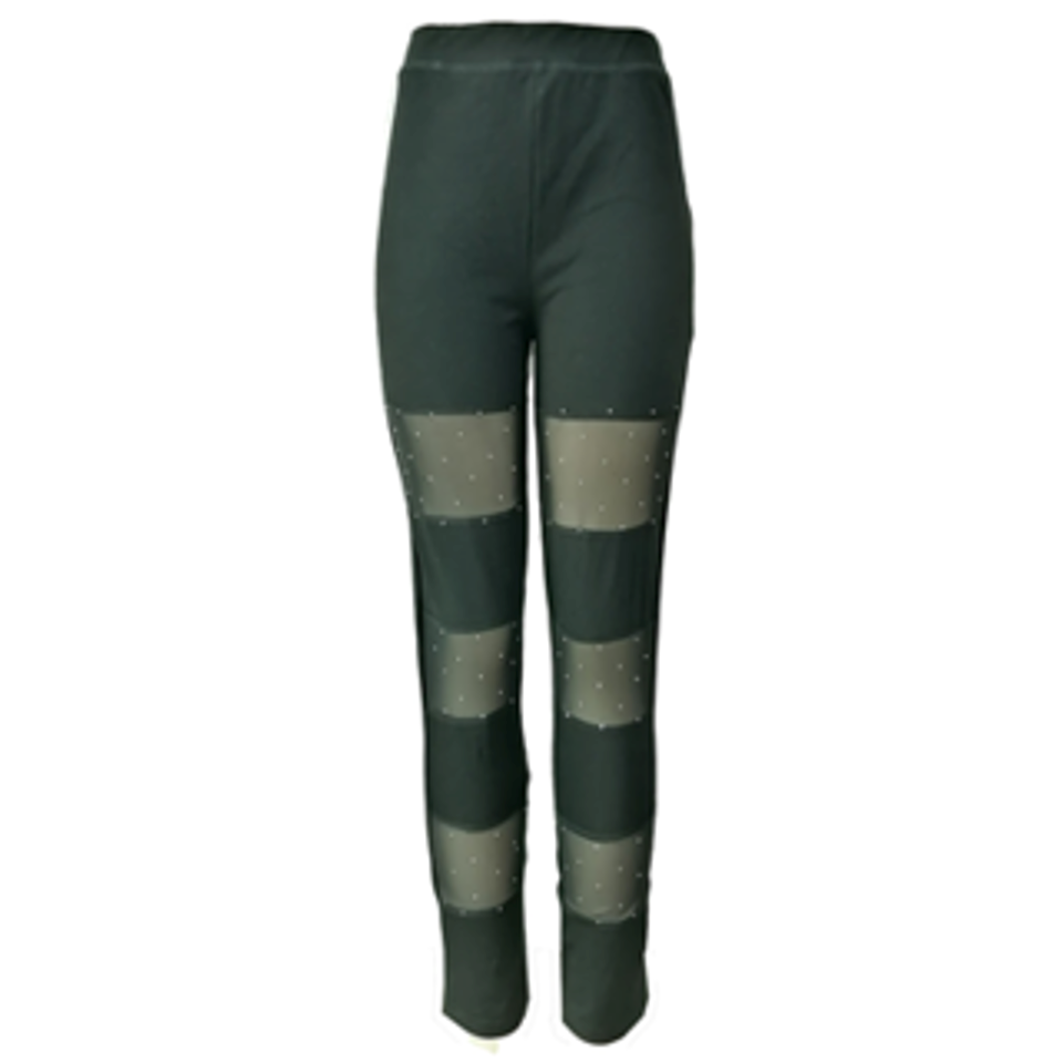 Premium High Elasticity Pants with Rhinestone-LE802BLA
