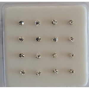925 Sterling silver nose studs with Rhinestone-NP16024(3.0mm)