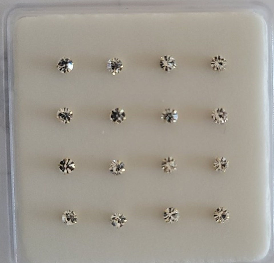 925 Sterling silver nose studs with Rhinestone-NP16024(3.0mm)