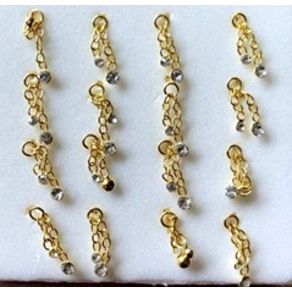 925 sterling silver nose studs with Rhinestone Dangling-NP18008-11ST