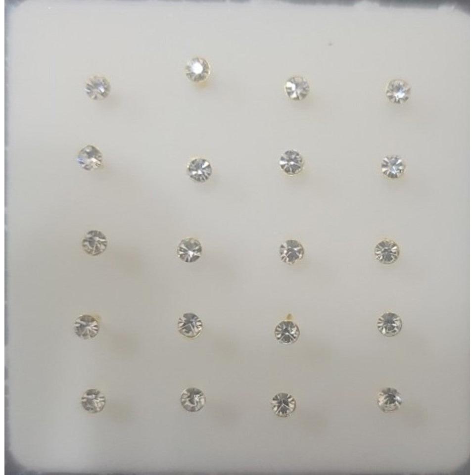 925 sterling silver nose studs L Shape with Rhinestone-NP18008-18