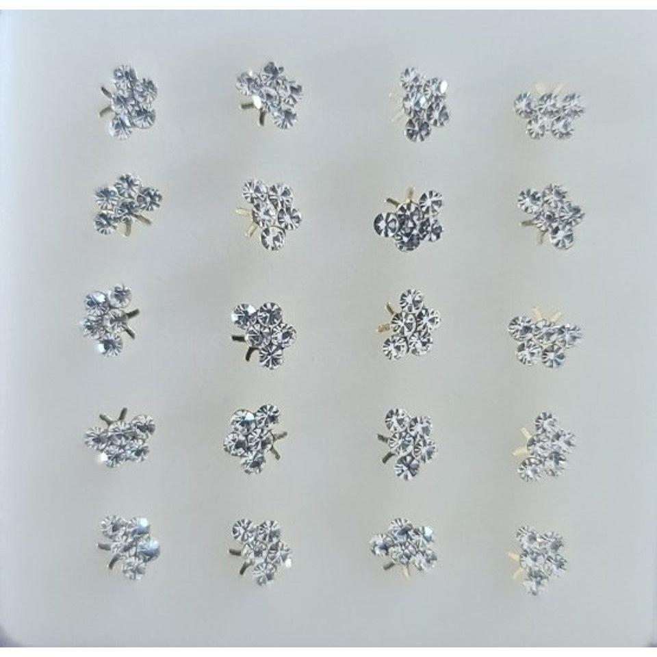 925 sterling silver nose studs with Rhinestone-NP19009 - 2