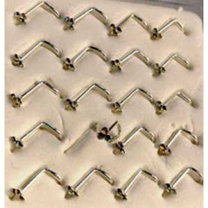 925 sterling silver nose studs with Rhinestone-NP19009 - 5