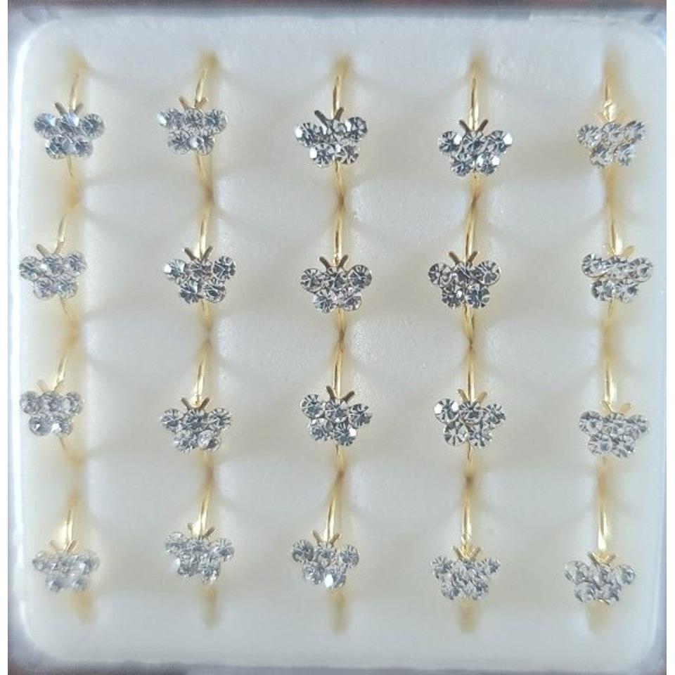 925 sterling silver nose studs Hoop Shape with Rhinestone-NP19009-2H