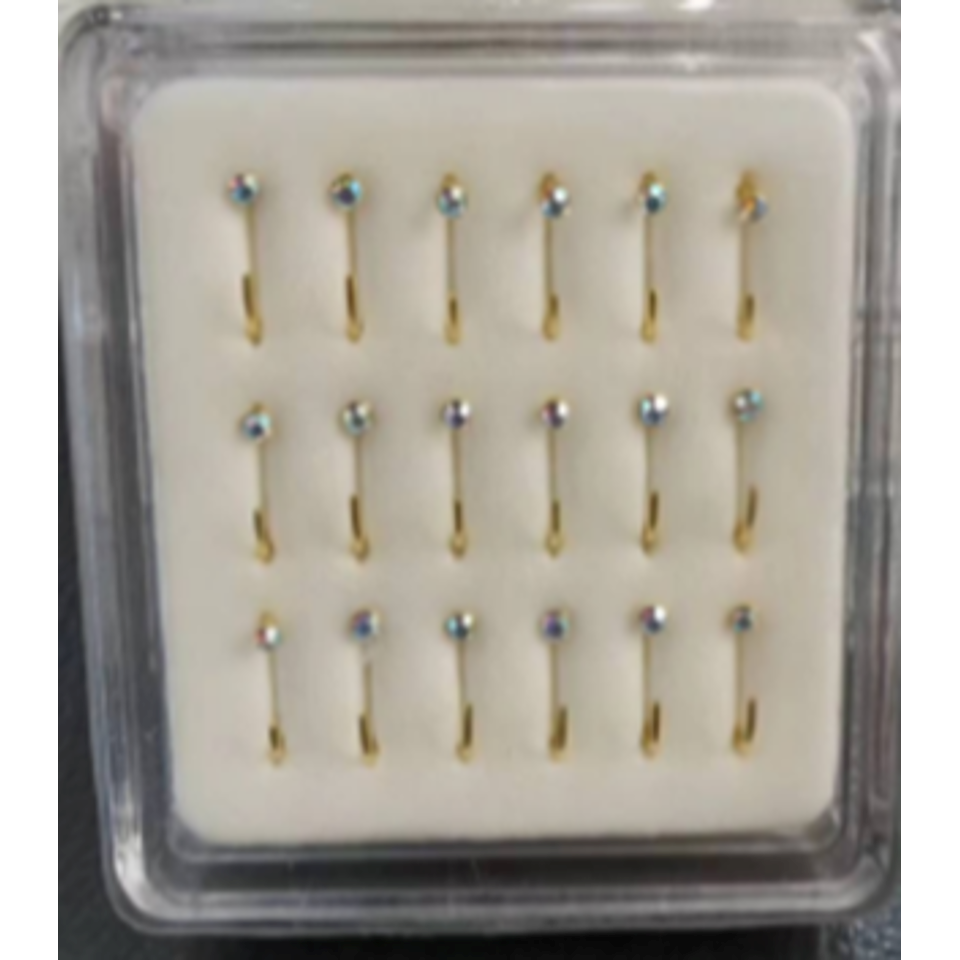 925 sterling silver nose studs Half Hoop Shape with Rhinestone-NP23008-5