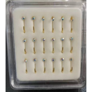 925 sterling silver nose studs Half Hoop Shape with Rhinestone-NP23008-5