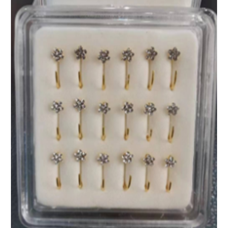 -925 sterling silver nose studs Half Hoop Shape with RhinestoneNP23008-6