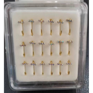 925 sterling silver nose studs Half Hoop Shape with Rhinestone-NP23008-7