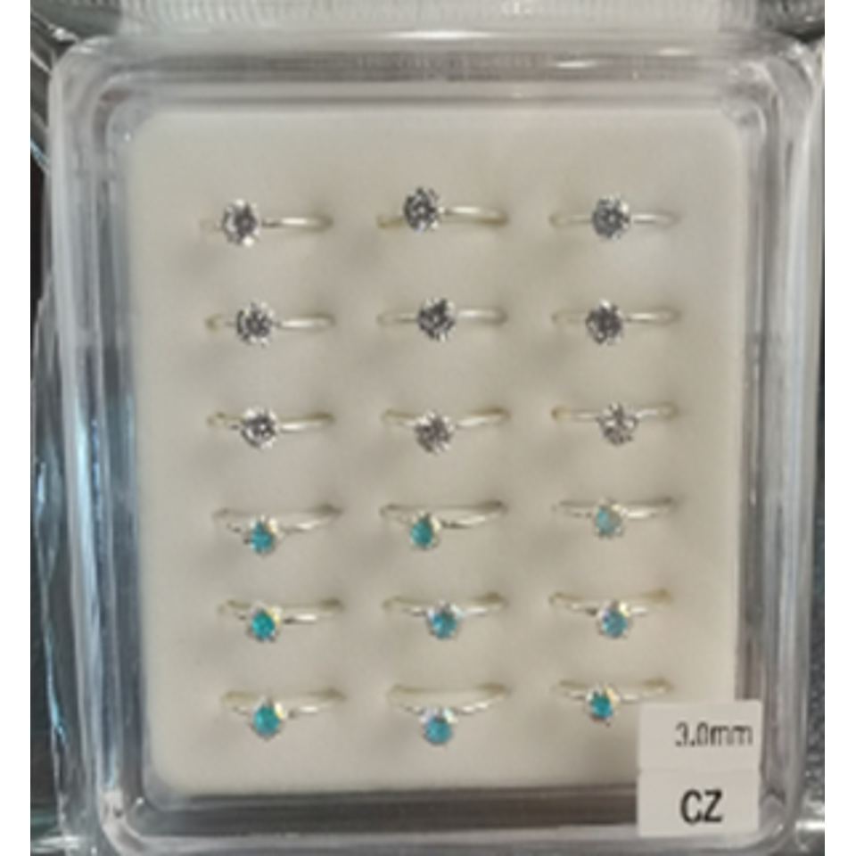 925 sterling silver nose studs Half Hoop Shape with Rhinestone-NP23008-8