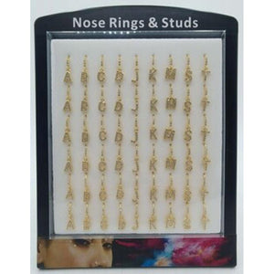 Copper Multi Letter Nose Ring with Rhinestone-NPINT54