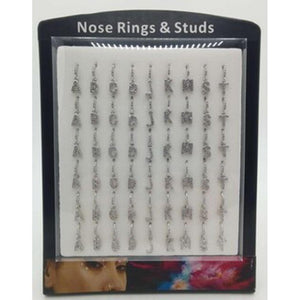 Copper Multi Letter Nose Ring with Rhinestone-NPINT54