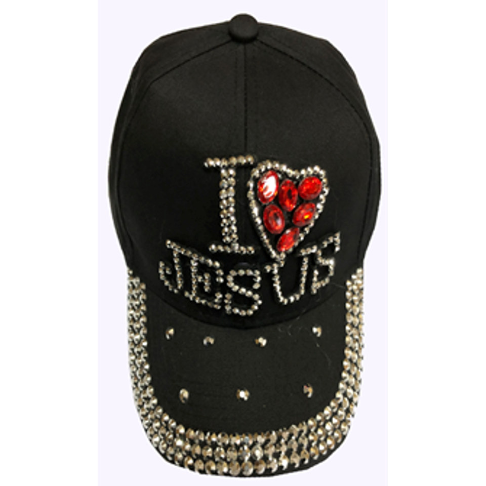 Fashion Cap with Hotfix I love Jesus - CA018