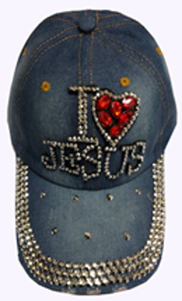 Fashion Cap with Hotfix I love Jesus - CA018